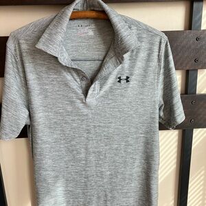 Under Armour Men’s Heather Gray Polo with Black Logo